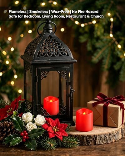 Homemory 12 Pack Red Flameless Flickering LED Votive Tealights Candles - Image 4