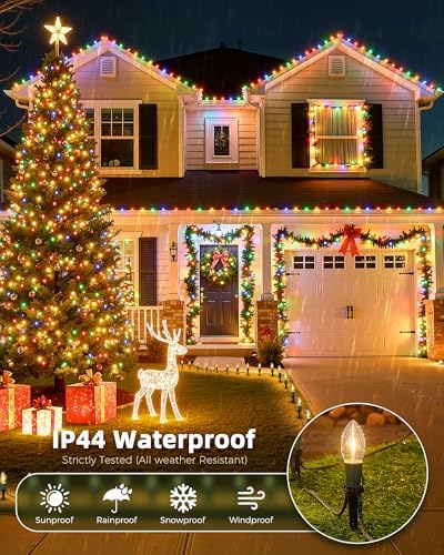 Christmas Pathway Lights Outdoor,51.4 Ft C9 Lights with 40 Warm White Bulbs - Image 2