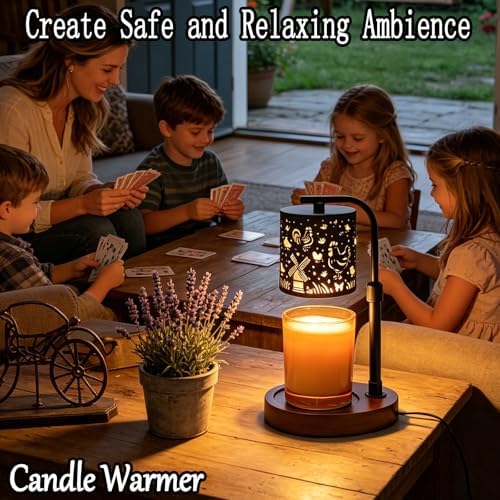 Candle Warmer Lamp,Candle Warmer,Wax Melt Warmer,Birthday Gifts for Women Mom Friend Sister, House Warming Gifts,Candle Holders for Home Decor,Wooden Base，with 2 Bulbs(Rooster) - Image 4