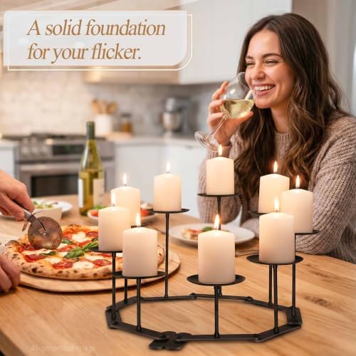Candelabra Fireplace Candle Holder - 9 Black Iron Pillar Stand - Image 5