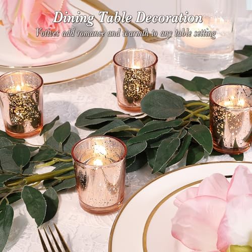 UPBUD Votive Candle Holders Set of 24, Speckled Mercury Rose Gold - Image 2