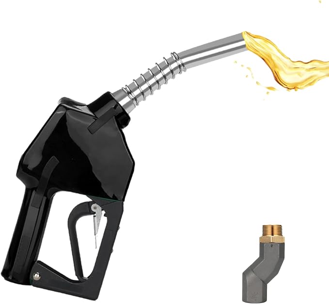 3/4" NPT Auto Shut-Off Fuel Nozzle, Gas Pump Nozzle with 3-Speed Padlock (9-16 GPM) - 360° Swivel Hose for Gasoline, Diesel, Biodiesel B20, E15 & Kerosene (BLACK)