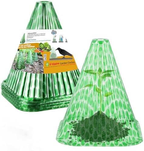 Fshow Garden Cloches,20 Pack Reusable Plant Bell Cover,Bell Jar Cloches for Protection Against Sun, Frost, Snails Etc. (Dark Green) by Fshow