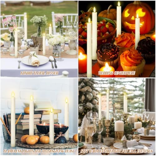 Rossesay 24 Pcs Flameless LED Taper Candles Battery Operated Candle 6.5”, 7.7”, 8.9”, 10” Flameless Candlesticks Flickering for Christmas Church Wedding Indoor Decoration(Dripping, Ivory) - Image 7