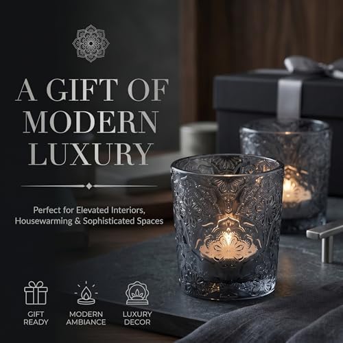 Gray Mandala Glass Tealight Holders, 12 Pack - Image 7