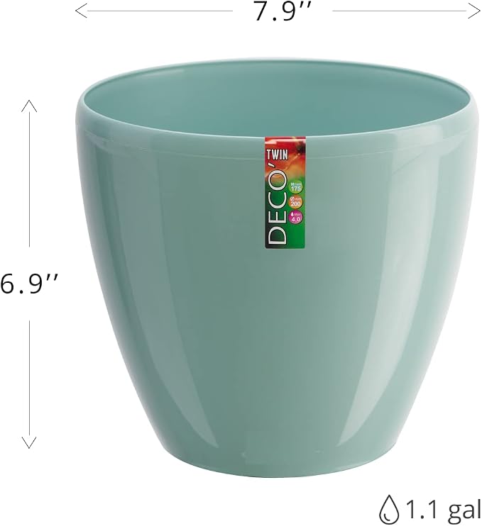 DECOPOTS - 3 Pack Self Watering Planter - Indoor/Outdoor Decorative Flower Pot with Drainage Cartridge and Water Level Indicator (7.9", Transparent)