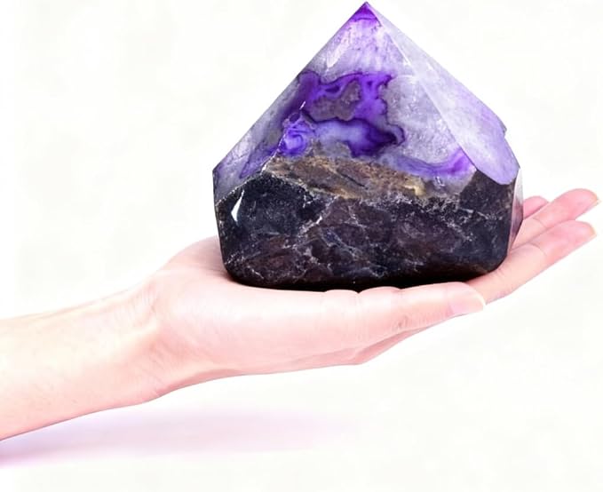 Natural Agate Stone Wand Crystal Wand Dyed Purple Irregular Quartz Column 1.7-2.2 Lbs