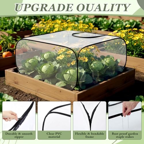 2 Pack Raised Garden Bed Foldable Clear PVC Greenhouse Covers 39"x39"x20" - Image 5