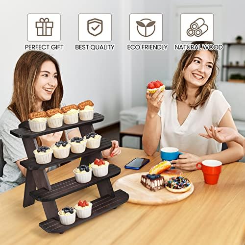 Wooden Display Stand, Tiered Cupcake Stand, 4 Tier Display Stand Riser - Image 4