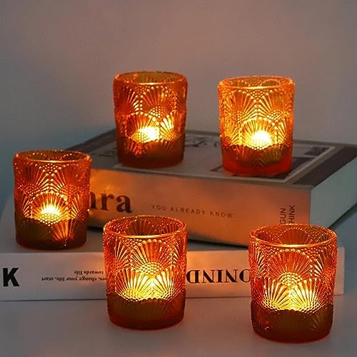 Woho 12pcs Amber Votive Candle Holders, Tealight Holder for Thanksgiving - Image 2