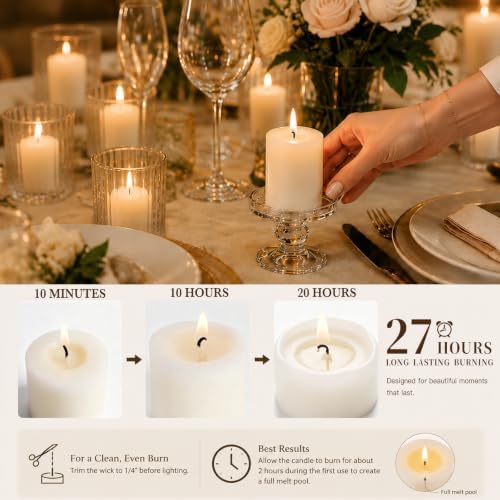 White Unscented Soy Pillar Candles, Non-Toxic 2x3 Inch Candle,27 H,6 Pack - Image 6