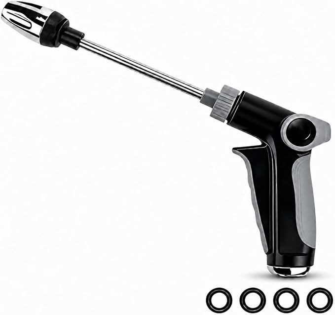 High Pressure Water Washer Jet, Garden Hose Nozzle with 360 ° Rotating Spray, Multi Function Garden Watering Sprayer, 3/4 Inch Connector with 4 Sealing Rings for Yard, Car and Pet Cleaning