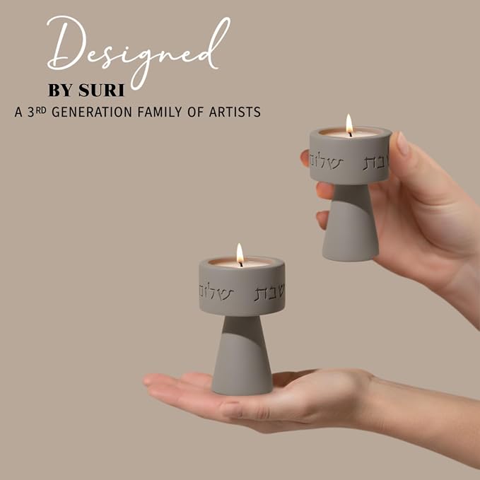 Solura Luxury Candle Holder Set – Modern Décor for Living Room & Dining Table - Gray