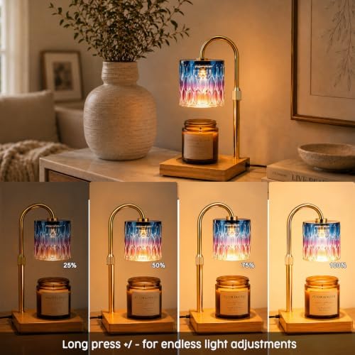 TOACSUCP Candle Warmer Lamp with 3 Bulbs, Adjustable Height Dimmable Candle Warmer with Timer, Compatible with Large Jar Candles, Candle Lamp with Charming Gift Box Ribbon for Her/Him (Blue Purple) - Image 3