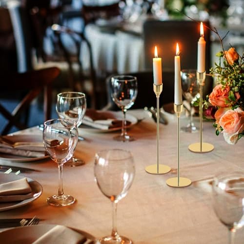 Gold Candle Holders Set of 6, Metal Taper Candle Holders, Tall Gold Candlestick Holders, Fits 2.2cm Thick Candle&Led Candles, for Table Centerpiece, Mantels, Weddings, Dining, Party - Image 3