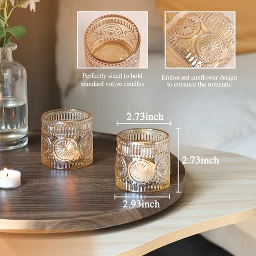 6 Pack Large Votive Candle Holders,Vintage Glass Candle Holder - Image 5