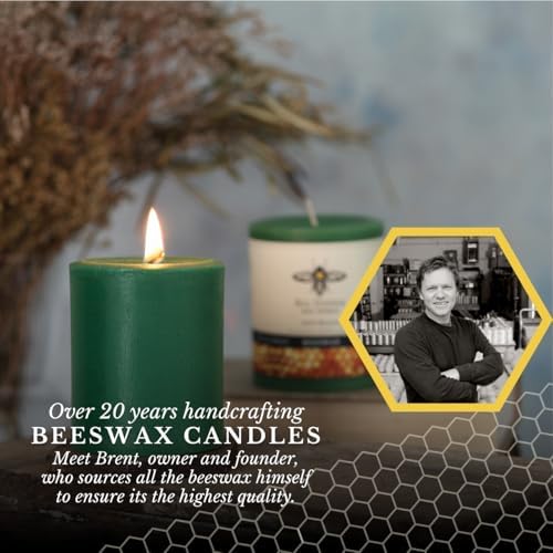 Big Dipper Wax Works 100% Beeswax Pillar Candle, 2 x 4.75 in, Moss Green - Image 2