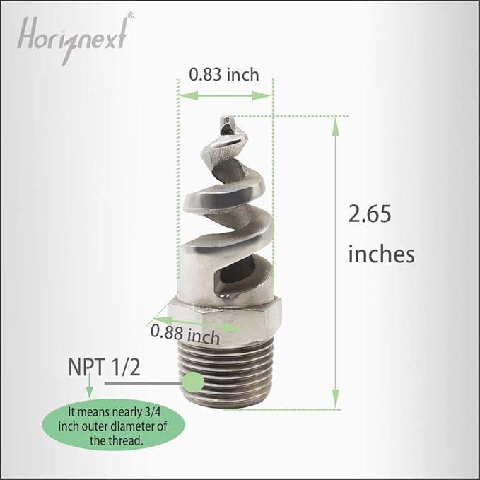 NPT 1/2 spiral aerator lawn, stainless steel 316 hose sprayer nozzle atomizer, for garden, fire proofing, gas and liquid cooling (1 pc)