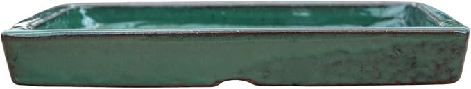 Ceramic 8 Inch Plant Saucers (Pack of 2) - Square Jade Flower Pot Trays - Handcrafted, Durable Planter Bases