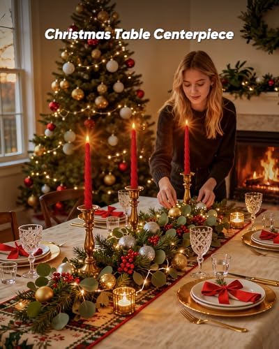 Red Spiral Flameless Taper Candles, 9.6 Inch Real Wax Natural Warm Glow Led Taper Candles with Remote Timer, 6 Pcs Battery Operated Tapered Candlesticks for Christmas, Child and Pet Friendly - Image 4