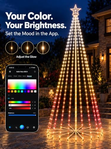 6FT Smart Outdoor Christmas Cone Tree Lights with Star & RGB Color Effects - Image 4