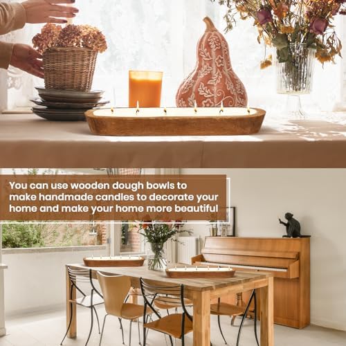 FoldTier 4 Pcs Wooden Dough Bowl Bulk,Brown,20'' X 6'' X 2'',Classic - Image 4