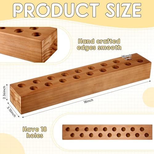Mumufy 18in Long Wooden Taper Candle Holders for Birthday Party Candlestick Table Centerpiece Giant Wooden Farmhouse Candle Holders Decorations for Birthday Wedding Anniversary Desktop(Dark Brown) - Image 2