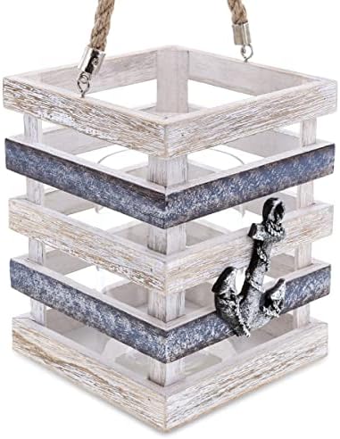 CoTa Global Ocean-Themed Silver Sea Hanging Candle Holder Lantern - 7 Inch by CoTaGlobal