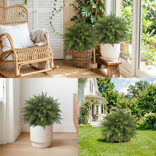 2 Pack 20.86" Artificial Cedar Topiary Trees with Ground Spike for Xmas - Image 6