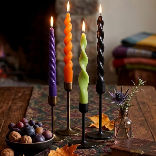 Nuanchu 4 Pcs Twisted Taper Candles,7.87 Inch,Pure,Halloween Purple by Nuanchu