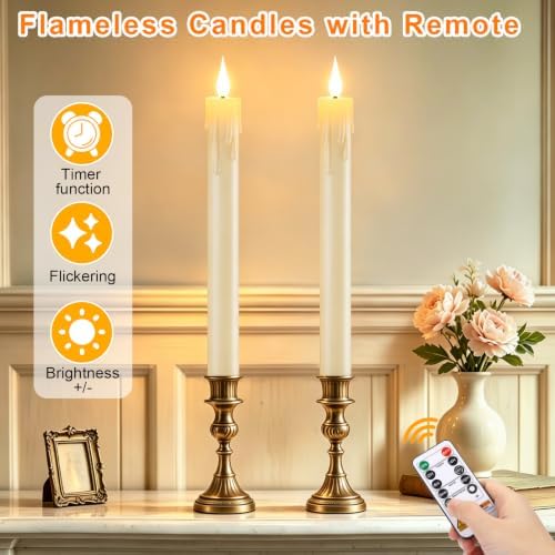 2Pcs Rechargeable Flameless Taper Candles - Battery Operated Window Candles - Image 4