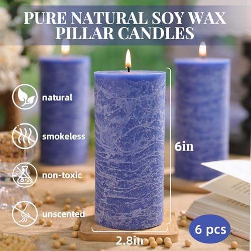 Unscented Soy Pillar Candles,Non-Toxic 2.8x6 Inch Candle,90 H,6 Pack - Image 2