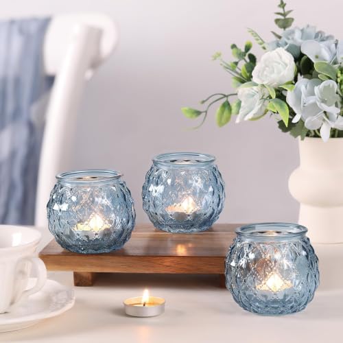 DARJEN 8 Pcs Blue Votive Candle Holders 2.55"x2.6" Tealight Candle Holder - Image 3