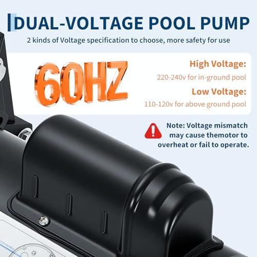 Pool Pump Above Ground/Inground, 2.5 HP Self Priming Swimming Pool Pump, 115V/230V Dual Voltage Single Speed Pumps with Strainer Basket, 100 GPM Heavy-Duty Pump for Swimming Pools, Spas, Hot Tub
