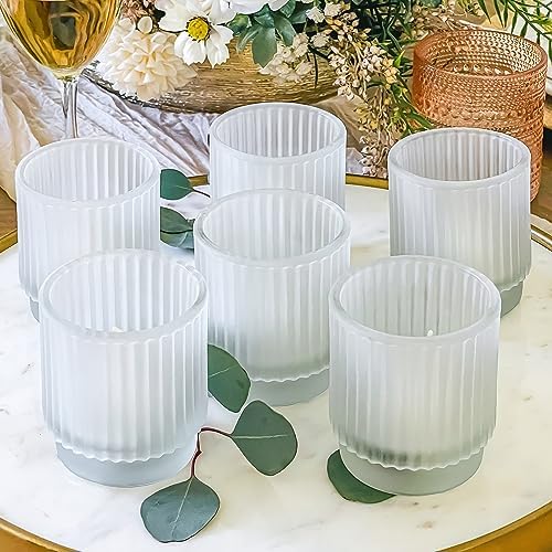 Kate Aspen Vintage Fluted Frosted Glass Tealight Votive Candle Holders (Set of 6), Rustic Decor, Boho Decorations, Shelf Decoration, Classic Look | Perfect Hostess Gift - Image 2