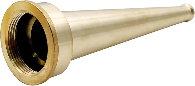 SAFBY Brass Fire Equipment, Plain Hose Nozzle, 2" NPSH (NPT), 12" Length, 9/16" Orifice (2" NPSH/NPT)