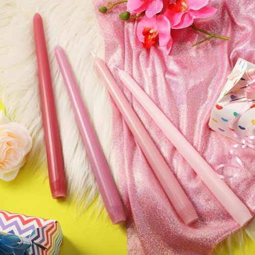 MTLEE 32 Pcs 10 Inch Long Taper Candle Stick Smokeless, Gradient Pink - Image 4