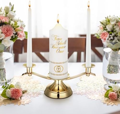 Irenare Unity Candles for Wedding Ceremony with Holder,Elegant - Image 5