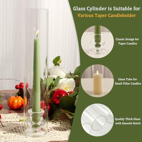 Hurricane Glass Candle Holders, Set of 4 Candlestick Holders for Taper Candle with 11.8" Tall Windproof Cylinder Covers Candle Stand Bulk for Table Centerpieces on Wedding Birthday Housewarming Decor - Image 5