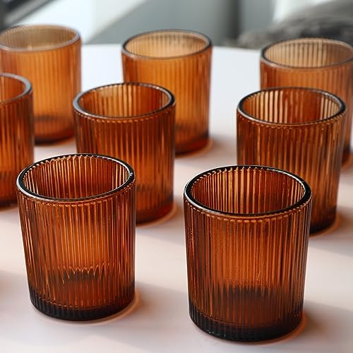 VOHO 24pcs Fall Amber Votive Candle Holders Wedding Centerpieces for Tables - Image 2