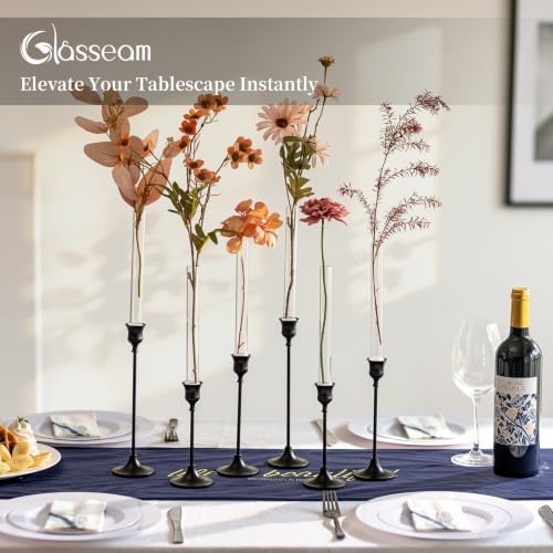Glasseam 3Pcs Glass Bud vase for Candle Holder, 7.87" Single Flower Vases - Image 2