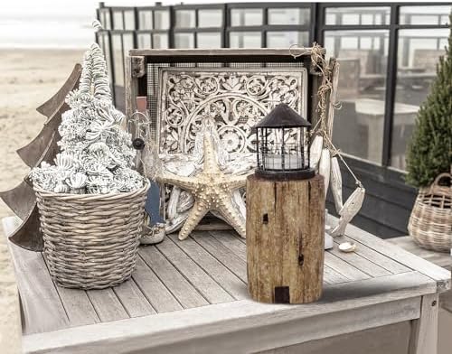 Decorative Nautical Coastal Candle Holders Wood Lighthouse Tea Light Holder - Image 6