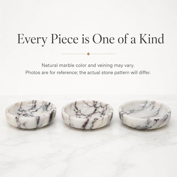 Calacatta Viola Marble Decorative Bowl, 7.87-Inch | Stone Catchall Bowl for Keys, Jewelry, Sunglasses and Small Decor, Coffee Table Centerpiece, Entryway Table and Dresser Decor