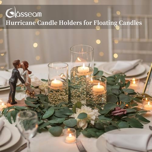 Glasseam Hurricane Pillar Candle Holders: 3Pcs Glass Vases for Centerpieces - Image 2