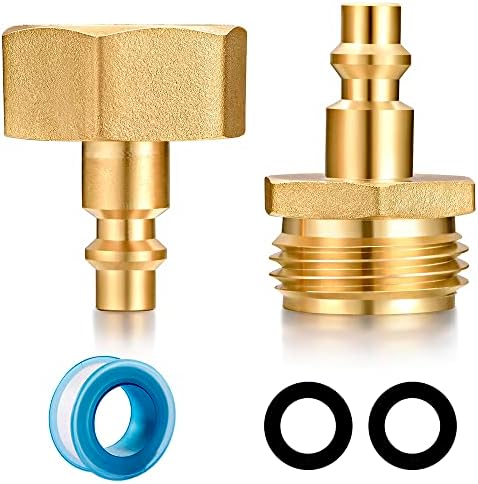 RV Winterize Sprinkler Systems Blowout Plug Quick Connect Air Compressor 1/4" Adapter | Fits Garden Hose 3/4" Threading Water Blowout Adapter Fitting for RV, Camper and Sprinkler Systems by YELUN