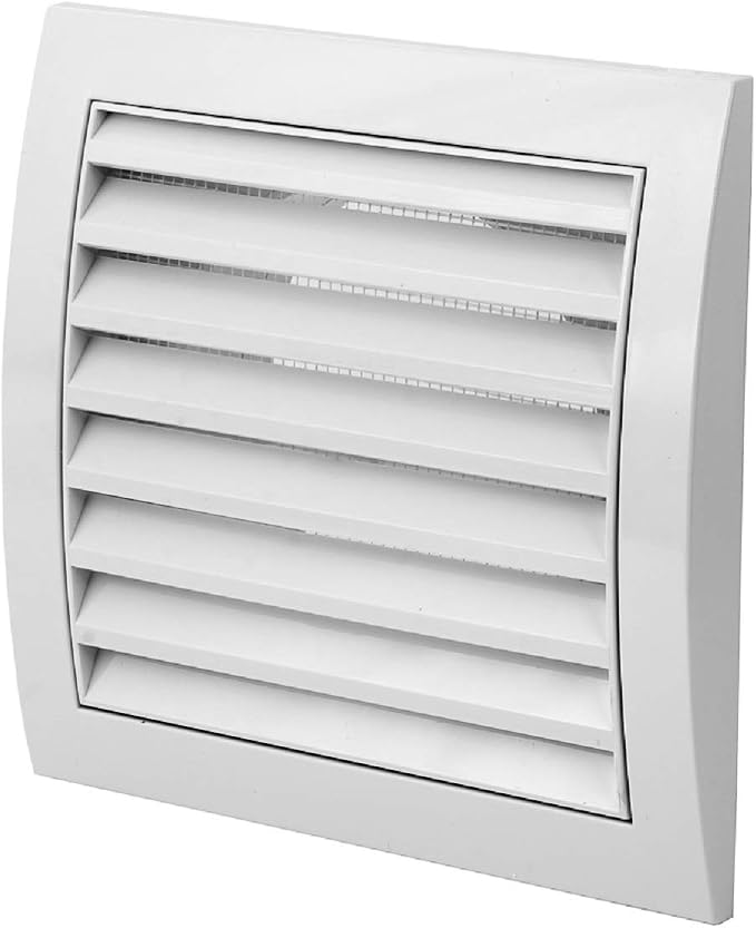 4 Inch Exhaust Hood Vent with Rain Cover and Flap - Outdoor Air Vent Cover - HVAC Exhaust Cap - ABS Plastic White