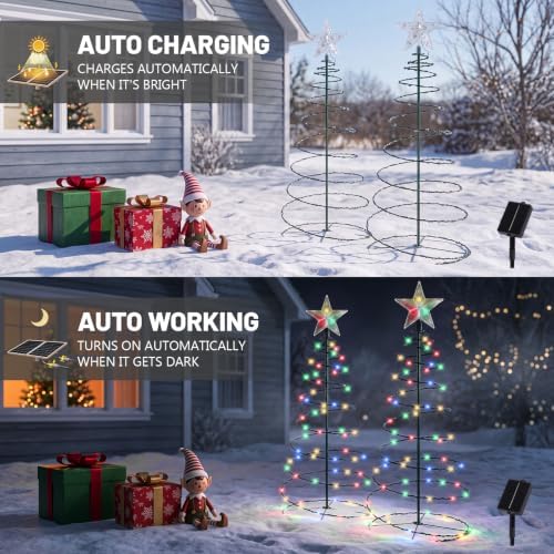 4 Pack 29 In Spiral Solar Christmas Tree Lights Outdoor Decoration - Image 6