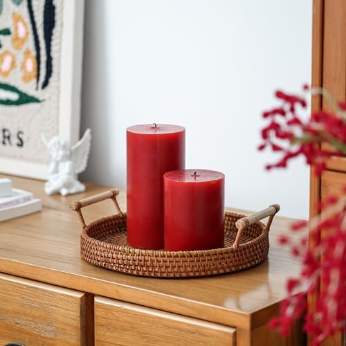 3x6 Inch Red Pillar Candles Set of 3 - Decorative Unscented Pillar Candle - Image 6
