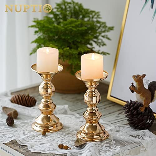 NUPTIO Gold Candle Holder for Pillars: Candle Stands for 2 inches Candles - Image 3