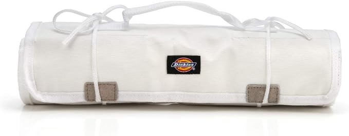 Dickies Large Paint Brush/Wrench Organizer Roll for Painters and Mechanics, 23 Tool Pockets, Durable Canvas Construction, White
